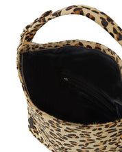 Leopard Print Calf Hair Leather Top Handle Grab Bag