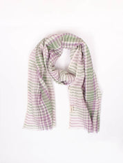 Linen Scarf, Sage and Lilac Check