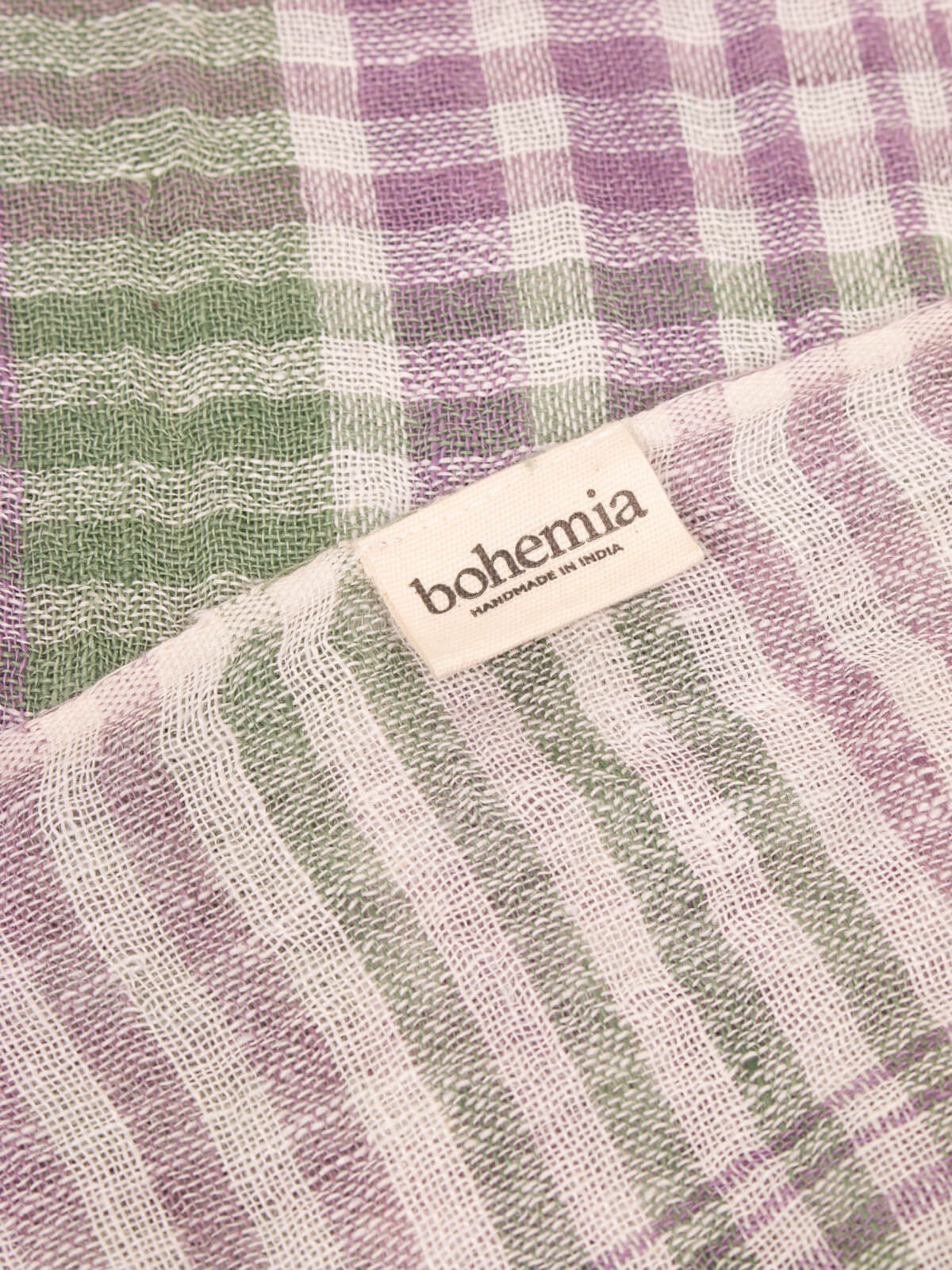Linen Scarf, Sage and Lilac Check