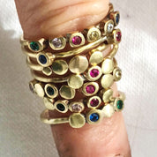 Disco Dot Gemstone Ring: Diamond, Sapphire, Ruby or Emerald