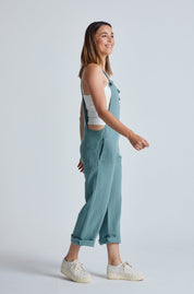 Retro-Blue Mary-Lou Pocket Dungaree - GOTS Certified Organic Cotton and Linen