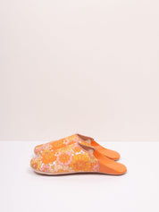 Margot Floral Babouche Slippers, Tangerine