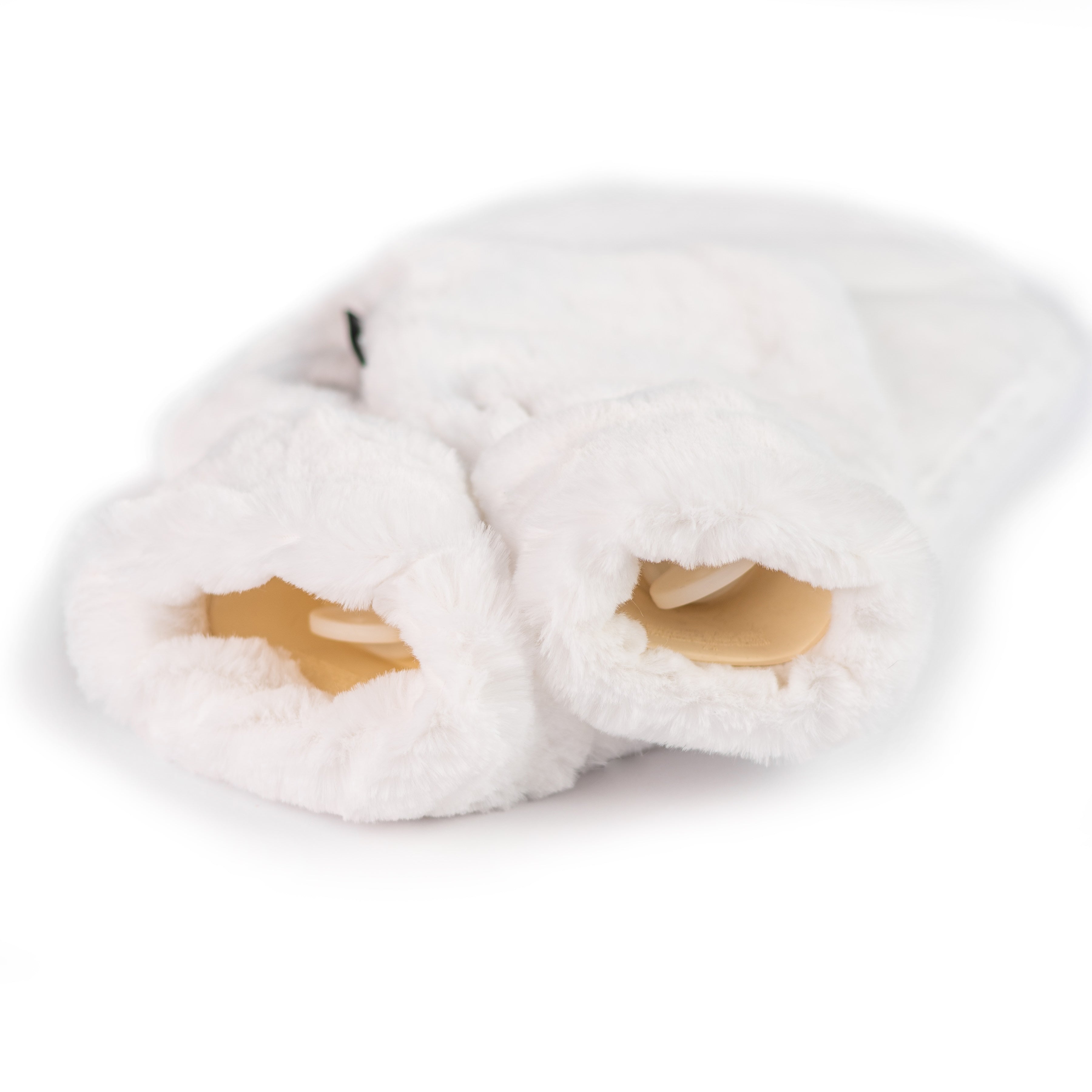 Little and Large Silky Soft White Faux Fur Hot Water Bottle Gift Set