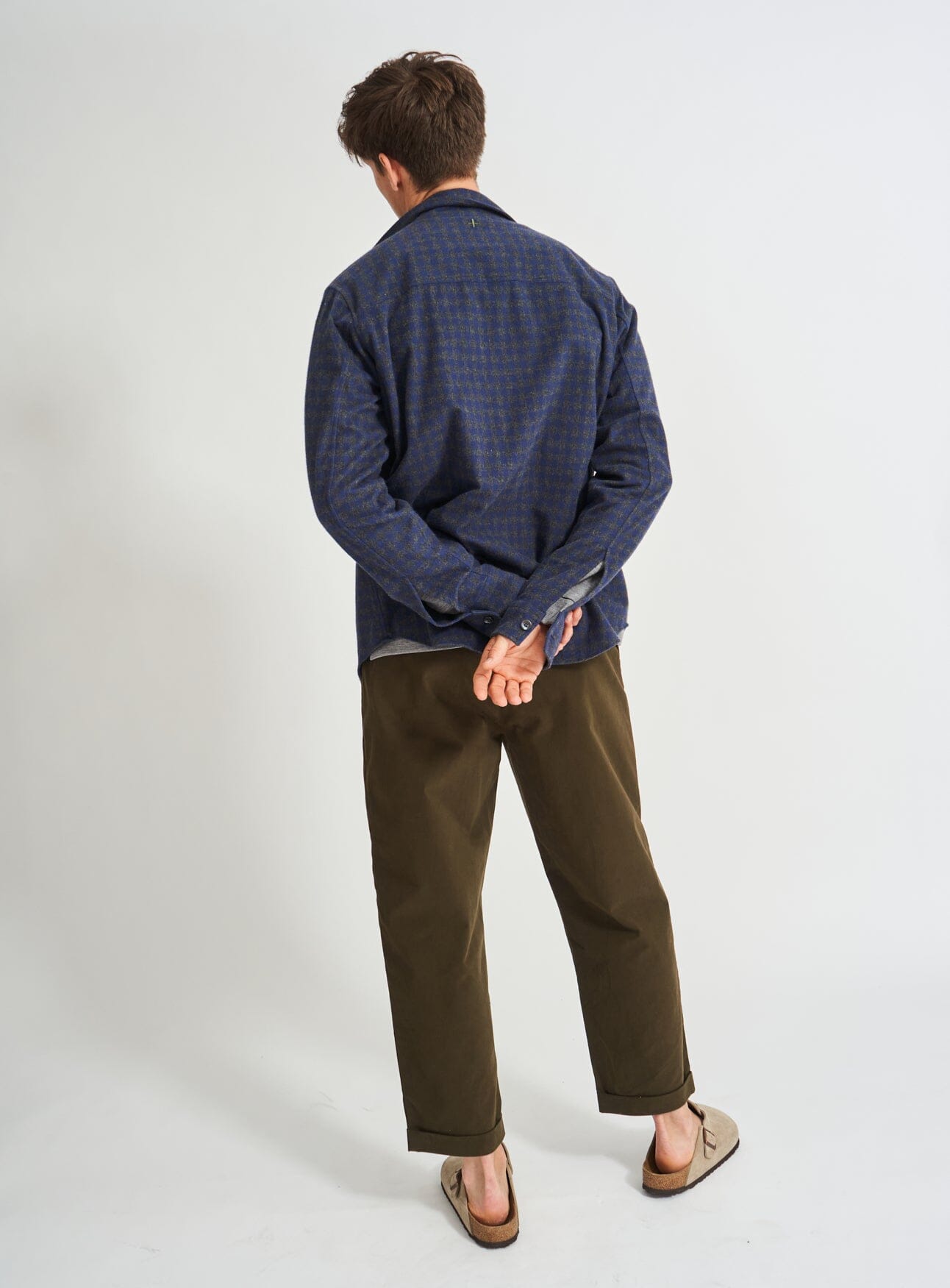 Recycled Italian Flannel Navy & Grey Check Double Pocket shirt