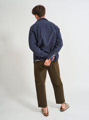 Recycled Italian Flannel Navy & Grey Check Double Pocket shirt