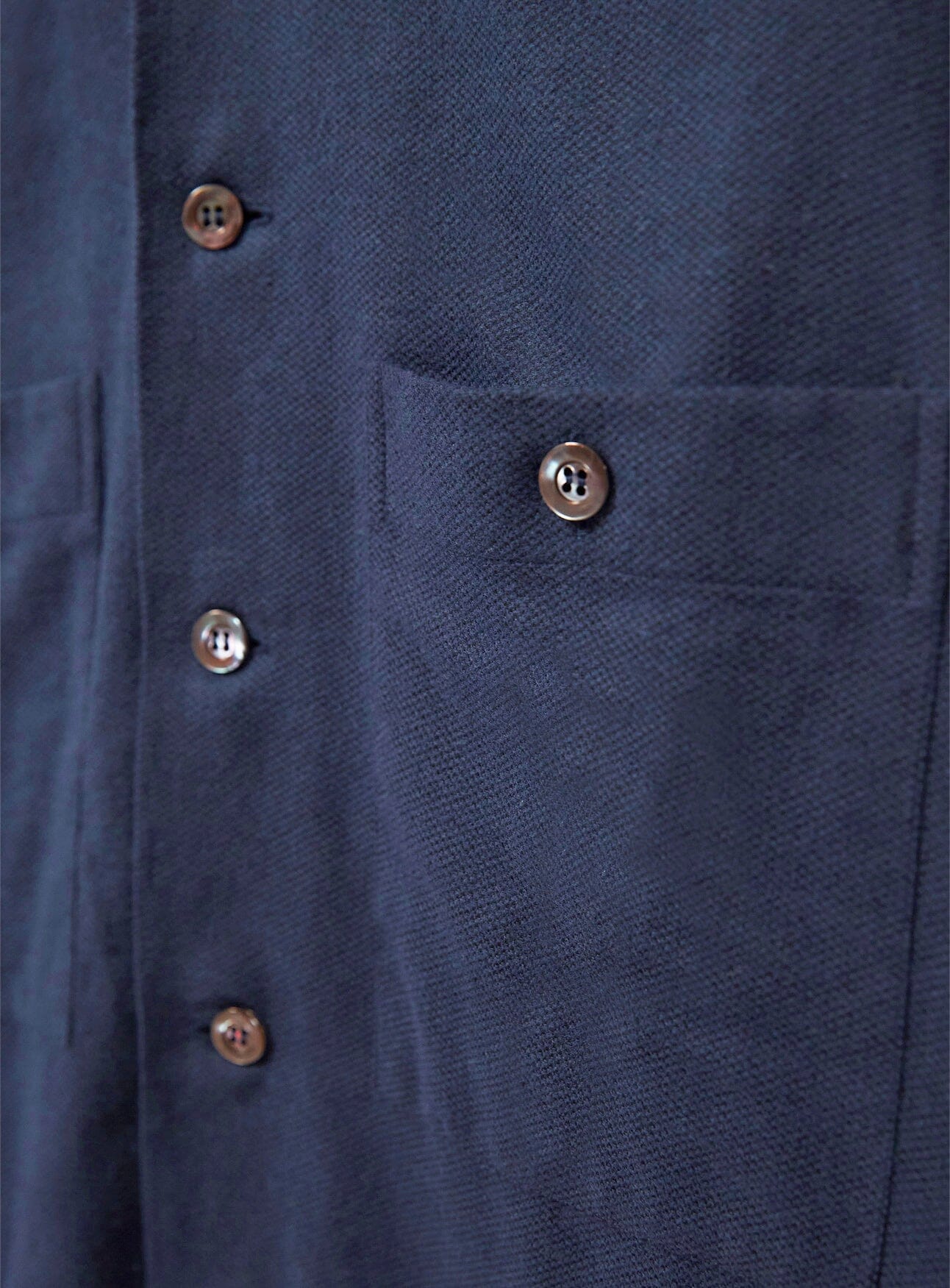 Recycled Italian Navy Blue Flannel Double Pocket-Shirt