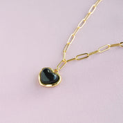 Porcelain Black Heart Pendant Necklace