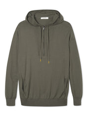 Cashmere & Cotton Knitted Hoody - Olive