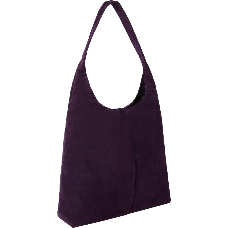 Purple Large Soft Suede Hobo Shoulder Bag