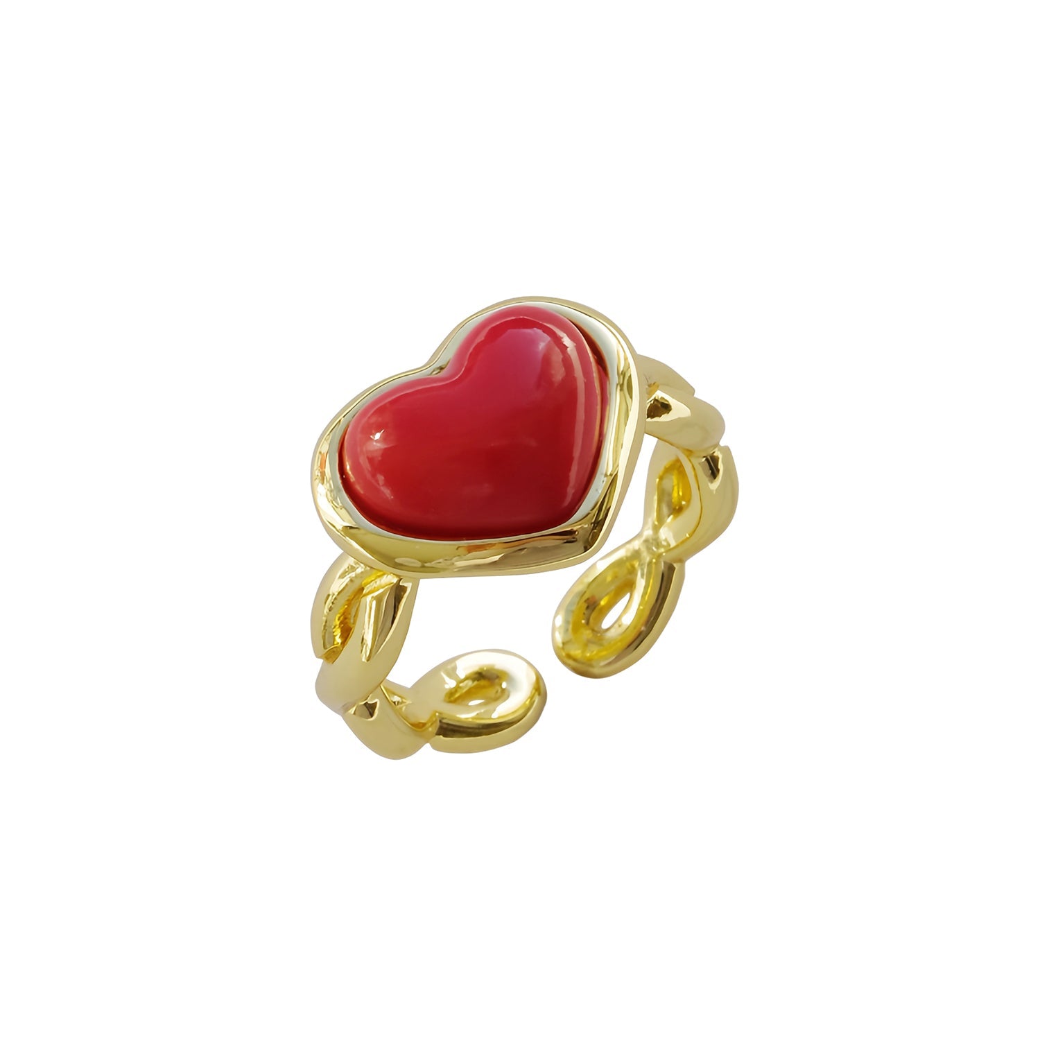 Porcelain Red Heart Braided Ring
