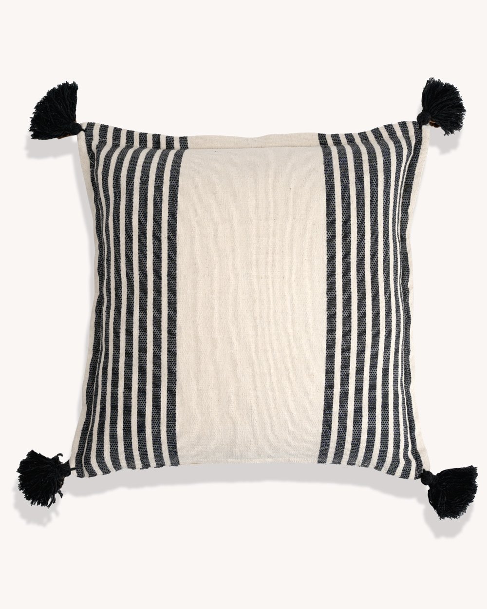 Ivanna Stripe Cotton Tassle Cushion Cover