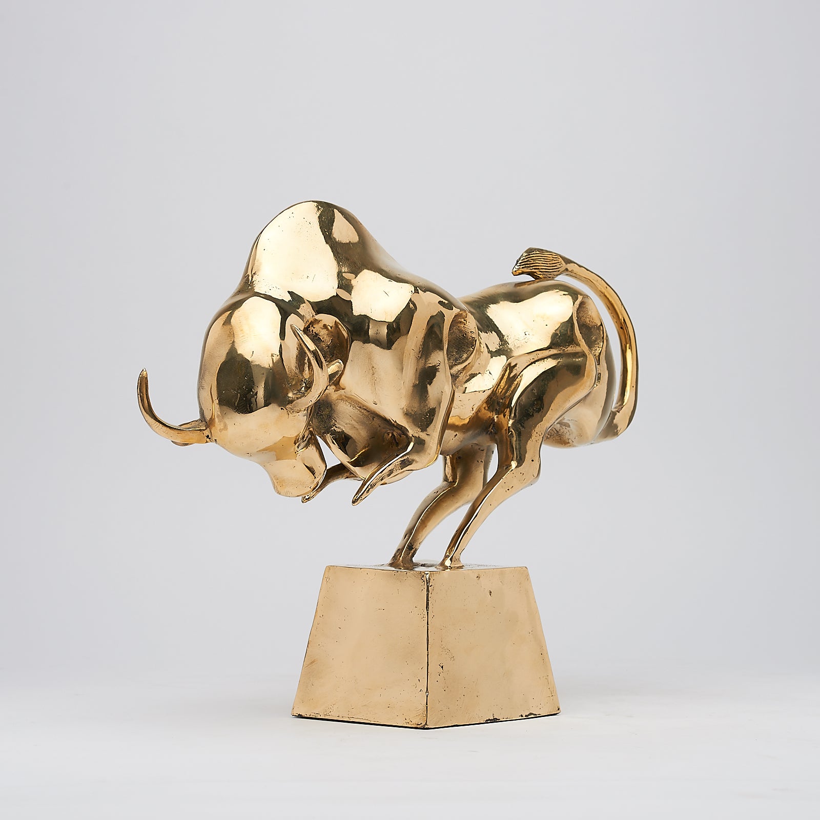 Cubist Bull in polished bronze