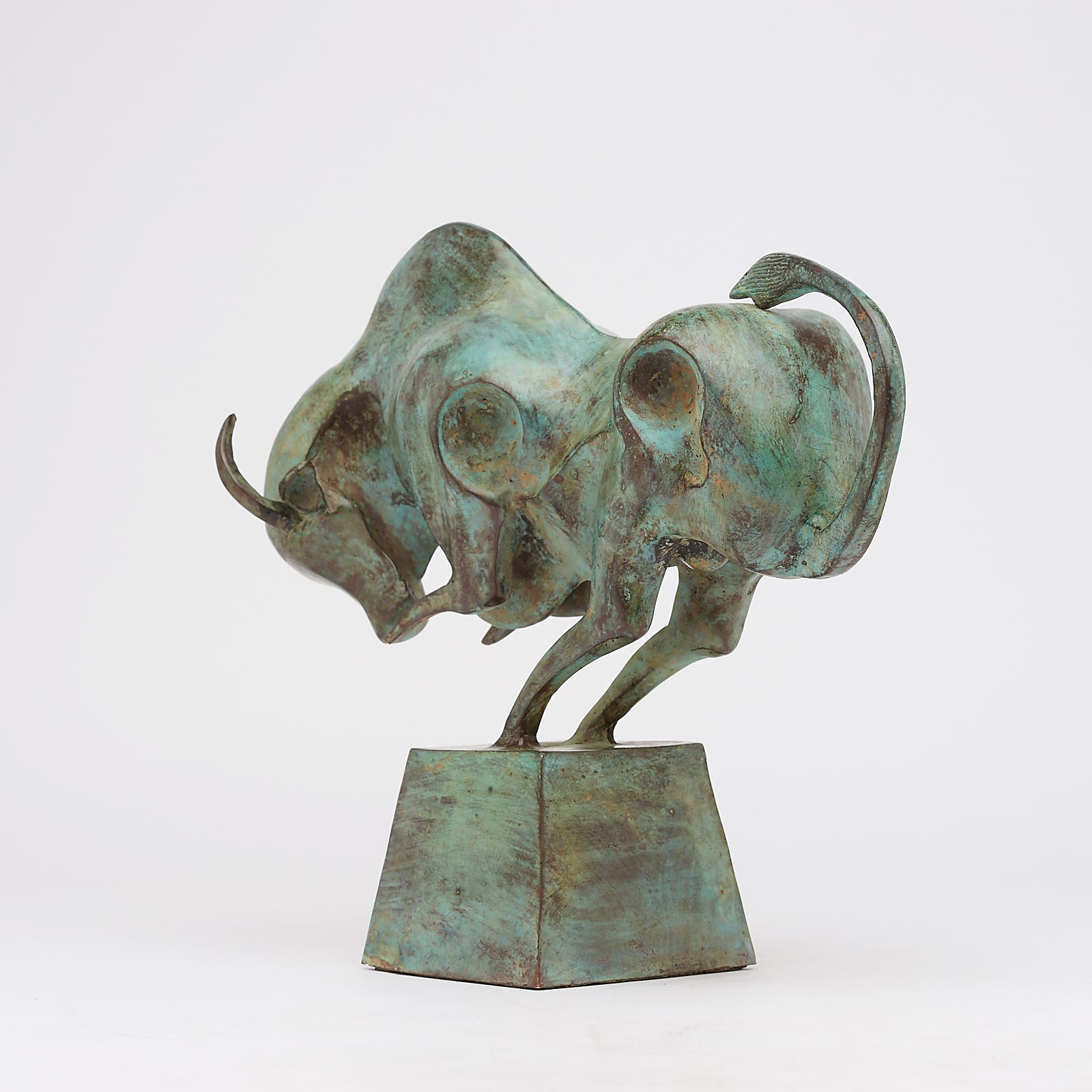 Patinated Cubist Bull