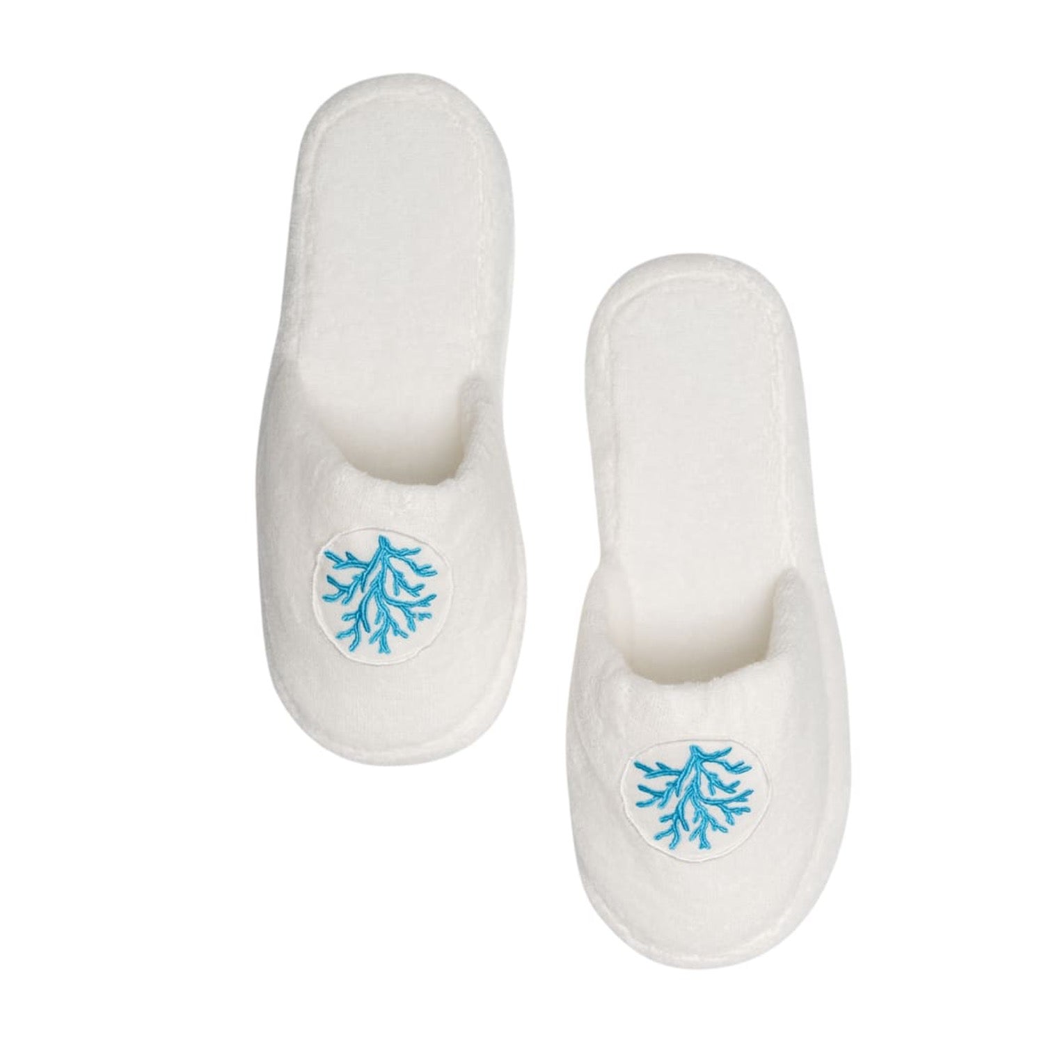 Turqoise Coral Embroidery Cotton Bath Slippers