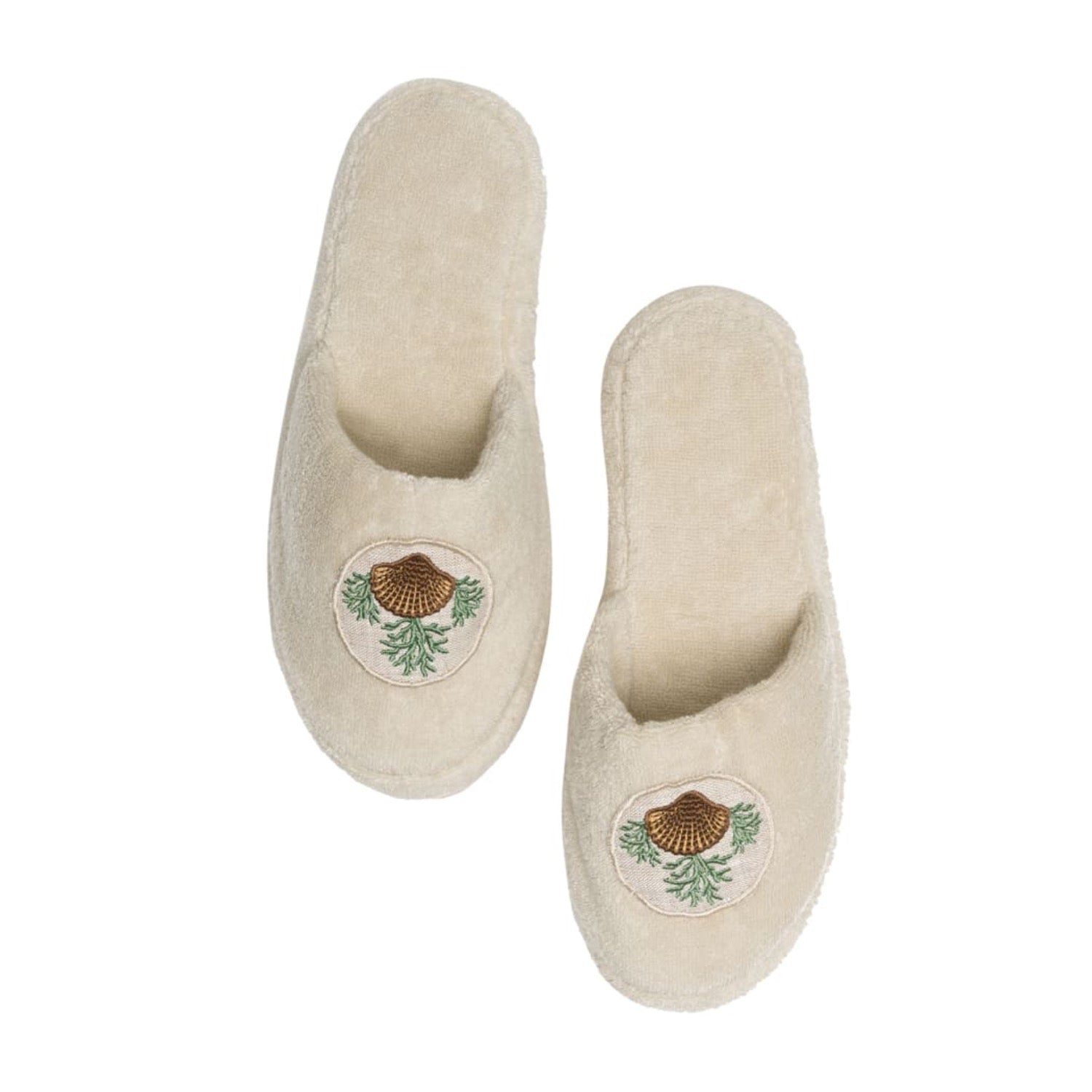 Seashell Embroidery Cotton Bath Slippers