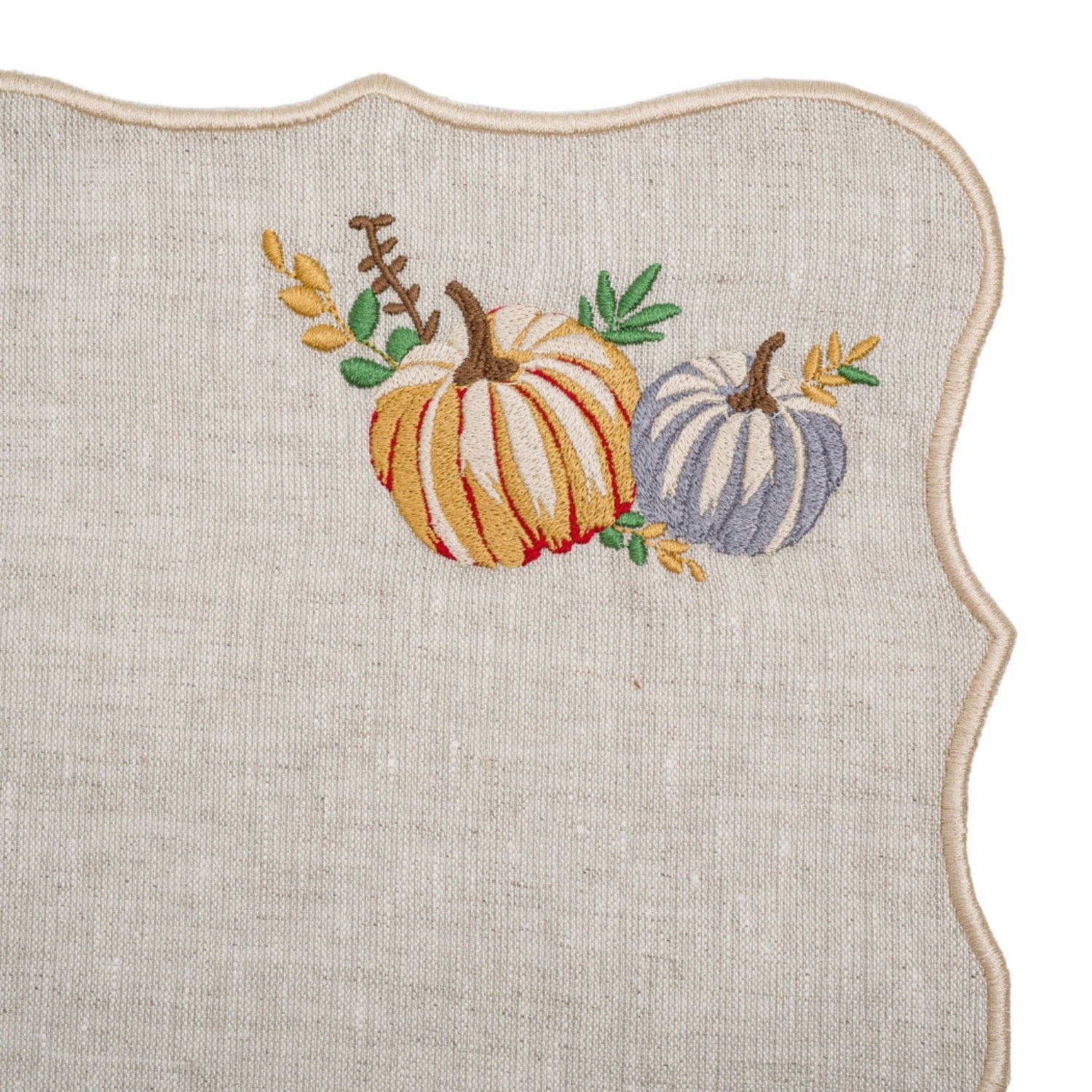 Set of 2 Pumpkin Embroidery Linen Placemat