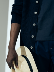 100% Cashmere ribbed cardigan Navy