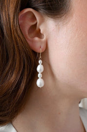 Silver Statement Pearl Drop Hook Earrings