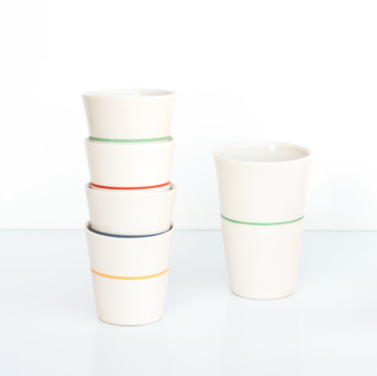White Porcelain Small Coffee Beaker - 5 Colour Options