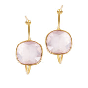 Sophia Pink Quartz Gold Hoop Earrings