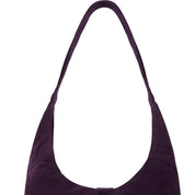 Purple Large Soft Suede Hobo Shoulder Bag