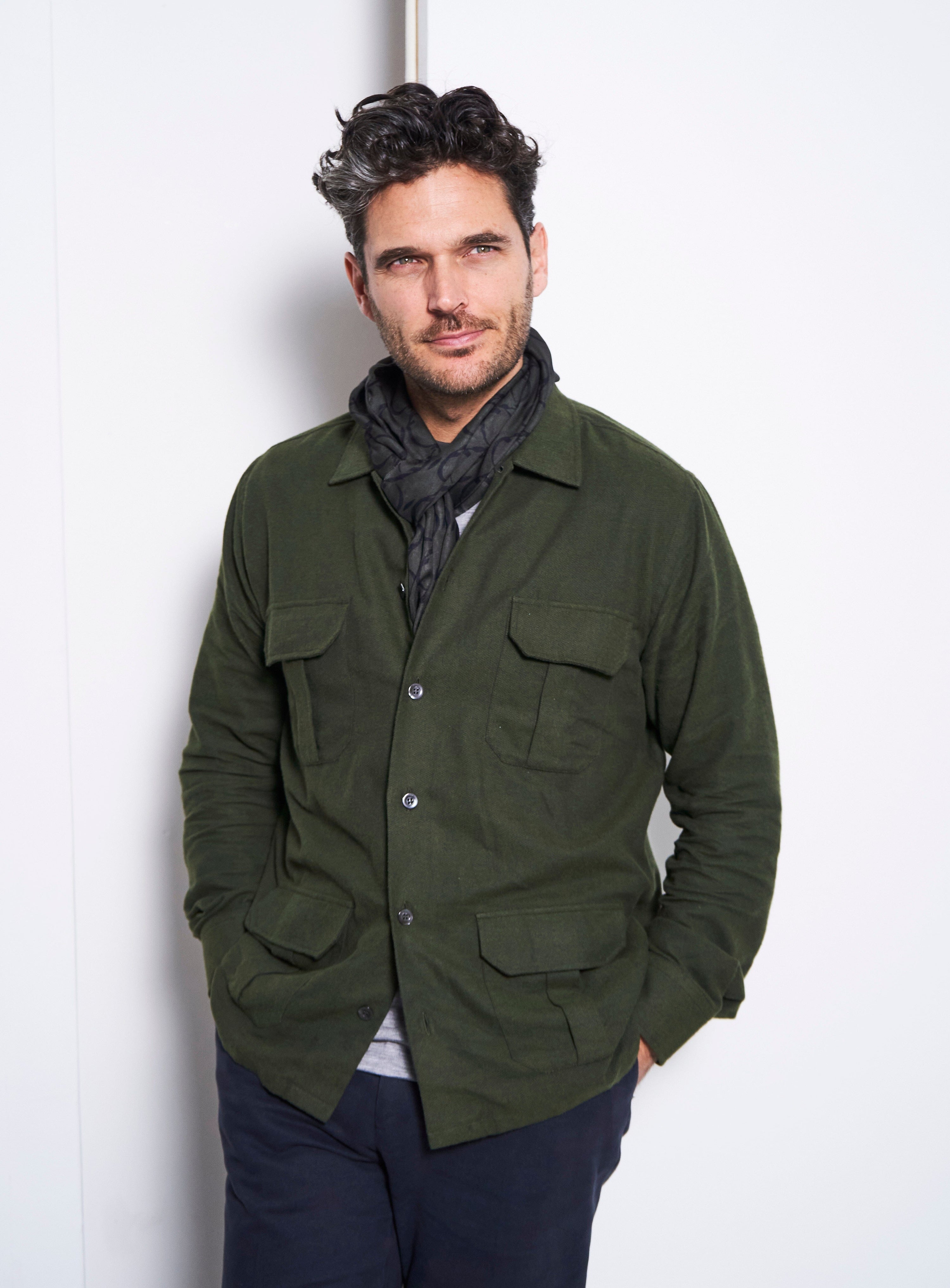 Recycled Italian Neem Green Flannel Over-Shirt