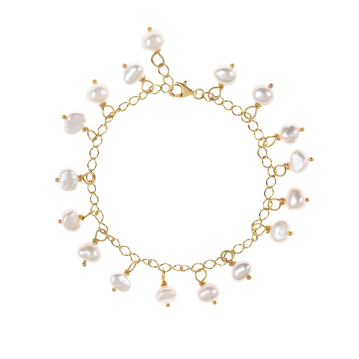 Terra Gold Chain Bracelet with White Pearls