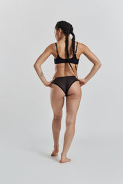 Ume recycled-tulle mid-rise briefs - Volcanic Black