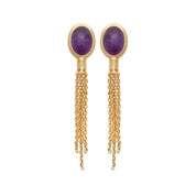 18ct Gold Plated Genuine Purple Amethyst Earrings