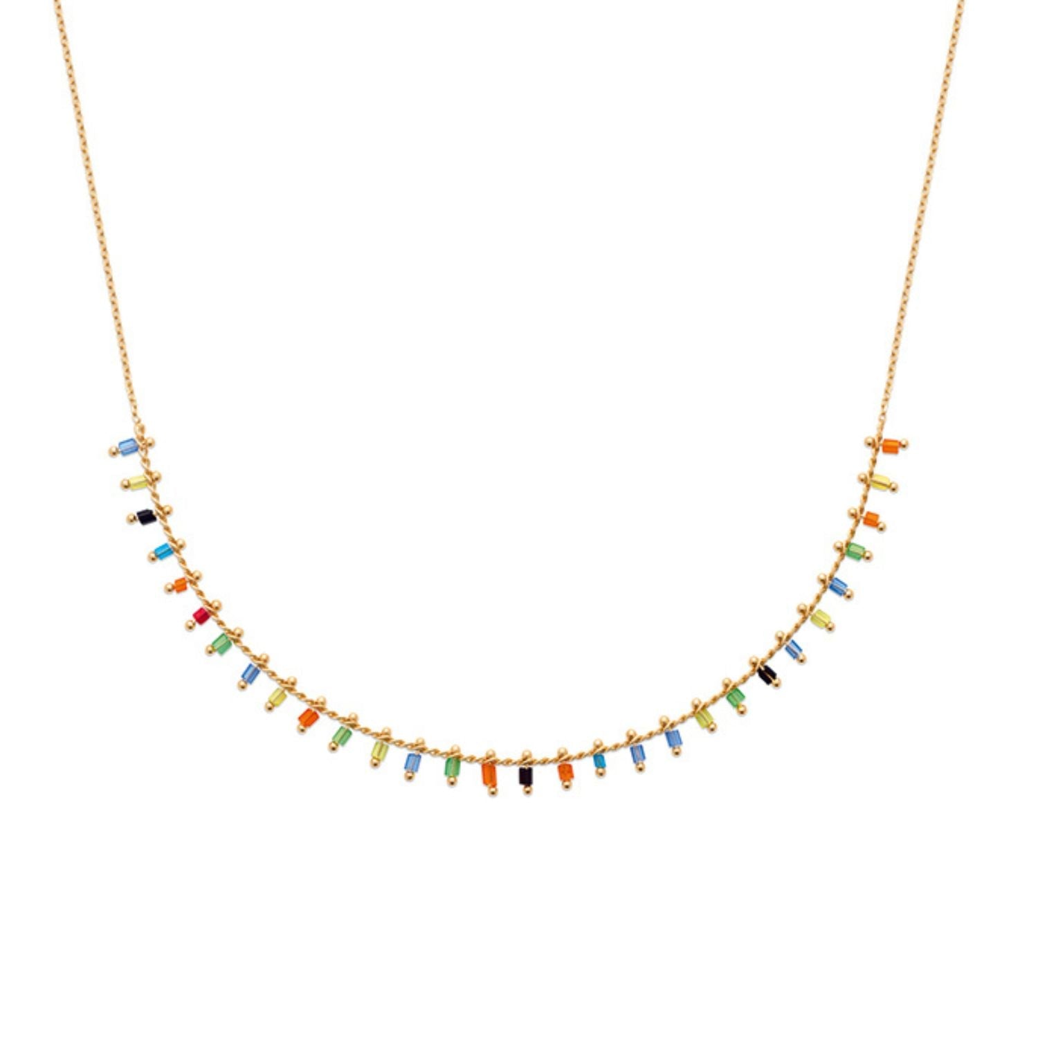 18ct Gold Plated Colourful Vibrant Multi Beaded Necklace