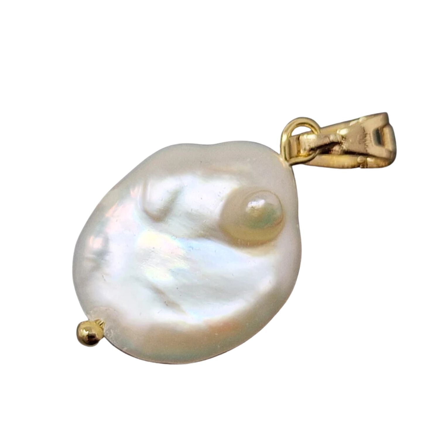 18ct Gold Vermeil Irregular Round Pearl Pendant Charm