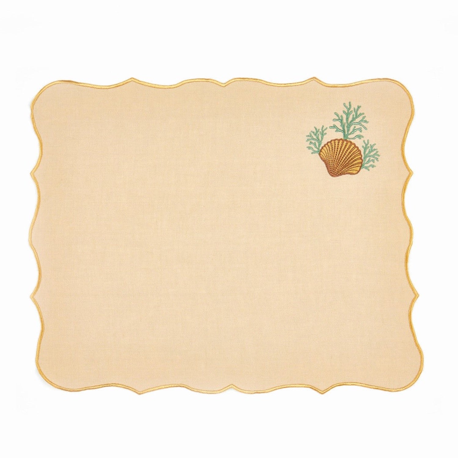 Seashell Embroidery Linen Placemats (Set of 2)