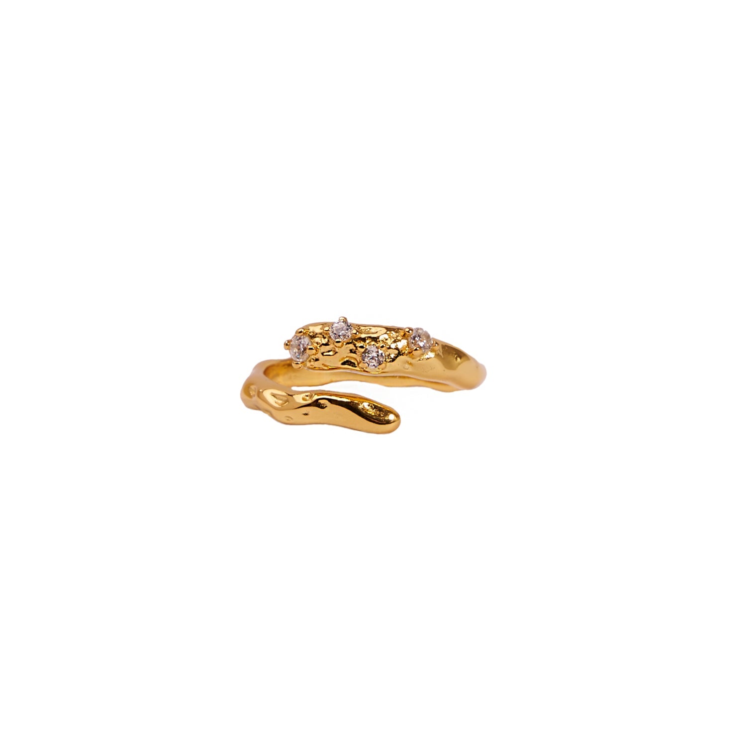 Crystal Serpent Ring- Gold