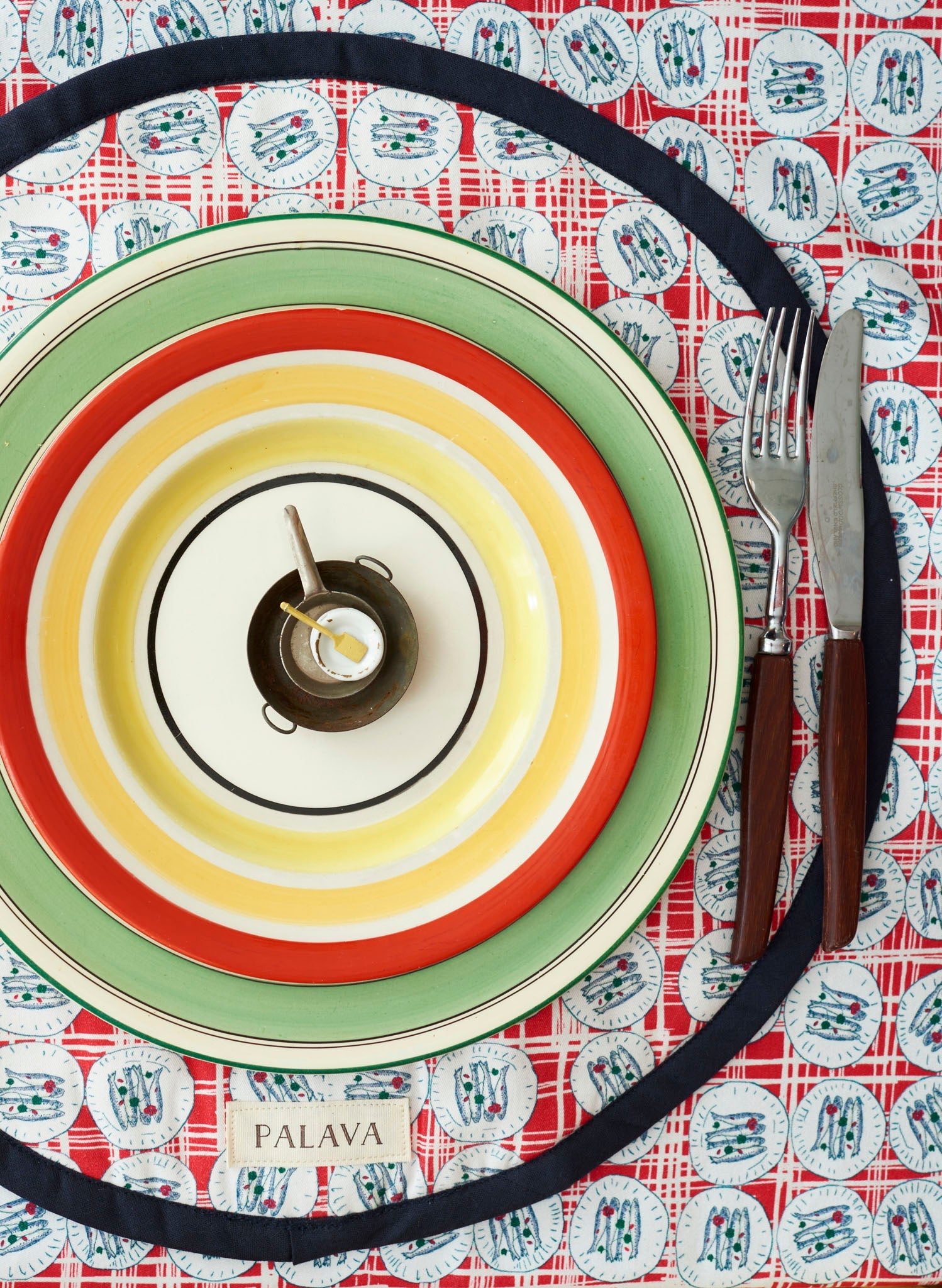 Aga Cover / Placemat - Red Sardines