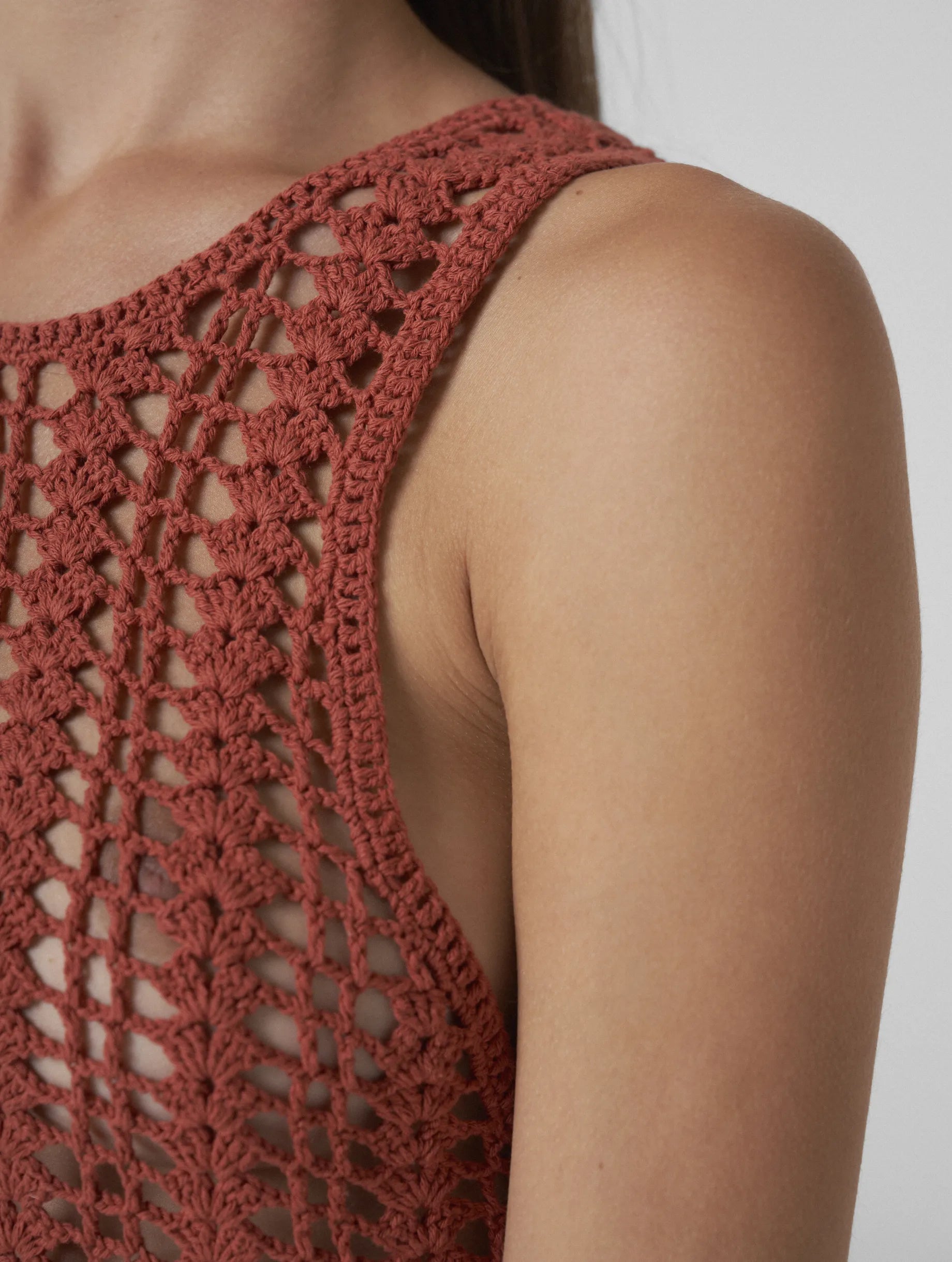 AISHA Hand-crochet tunic brick