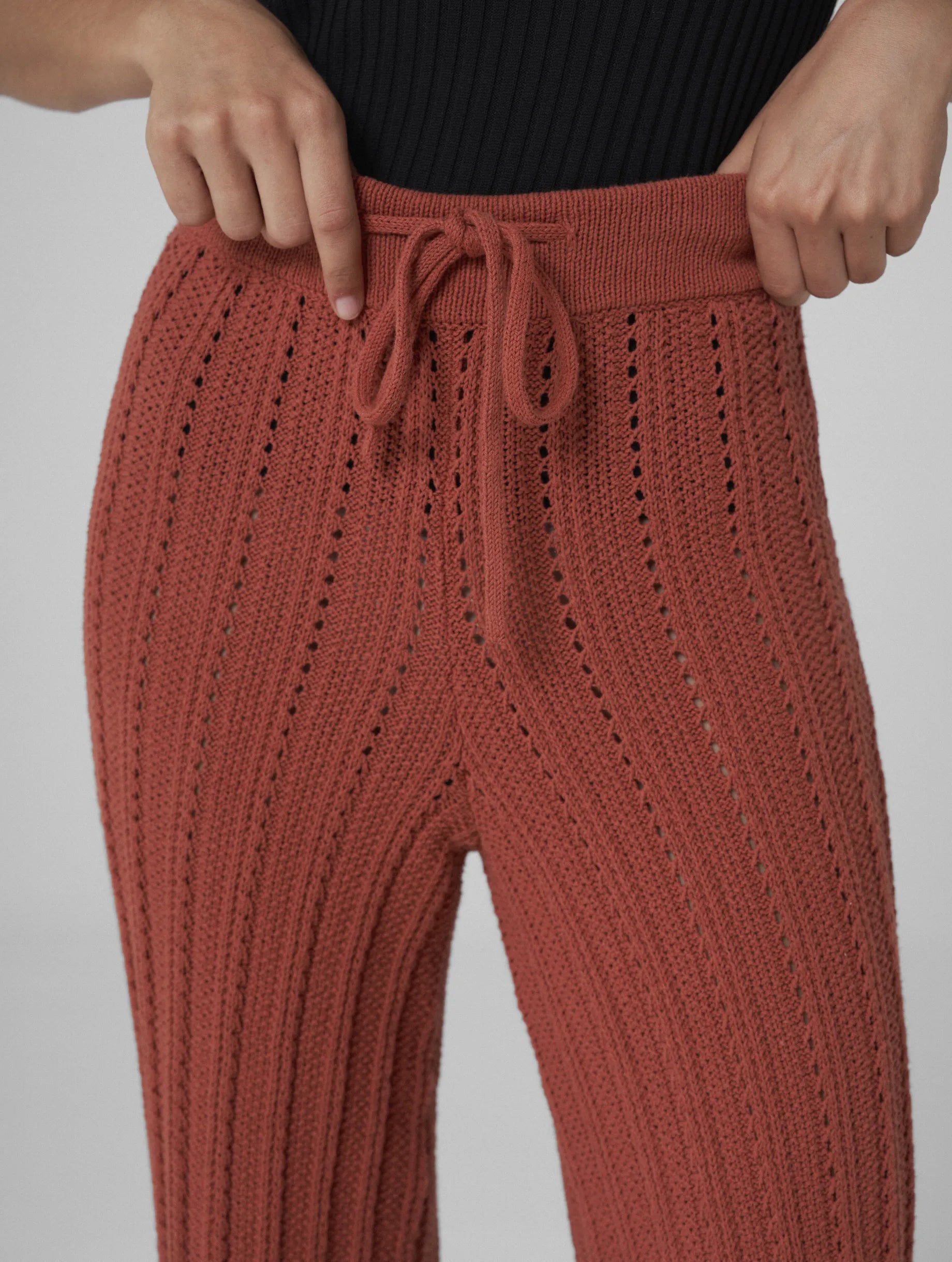 AYA Hand-crochet wide pants brick