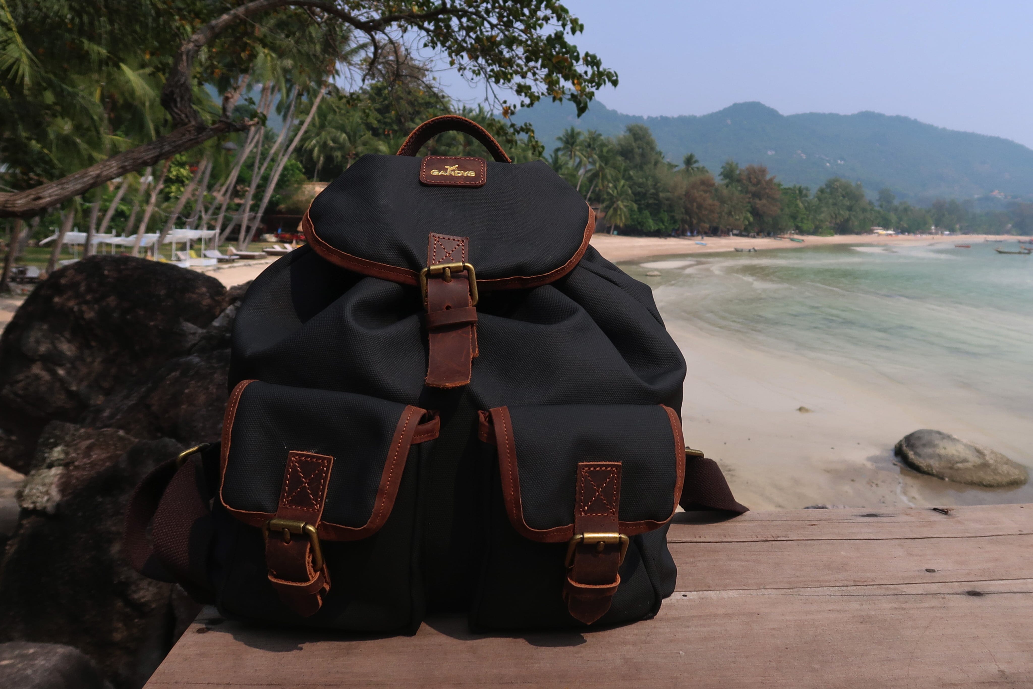 Black Galle Coated Cotton Backpack