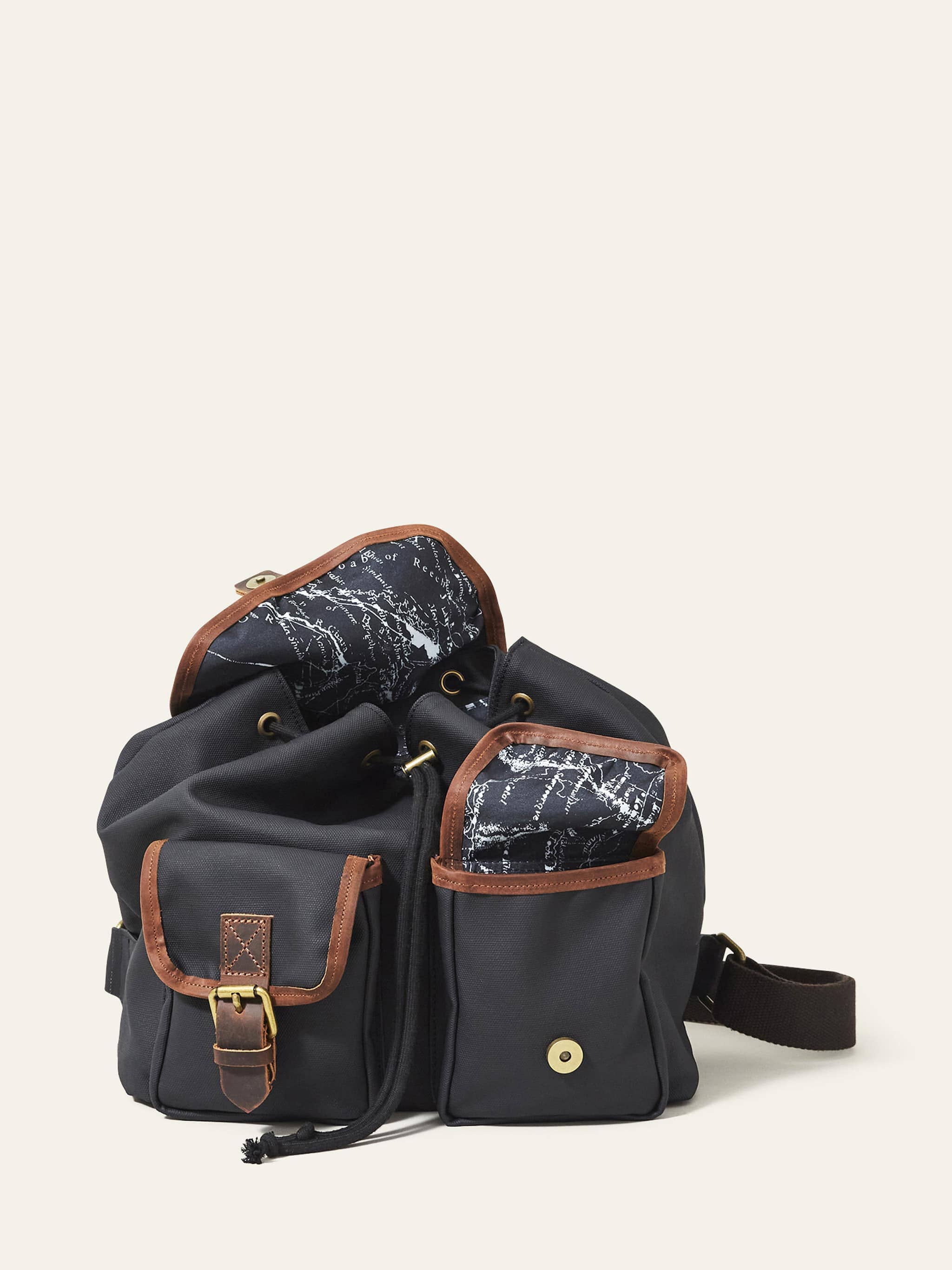 Black Galle Coated Cotton Backpack
