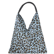 Blue Leopard Cowhide Leather Boho Leather Bag