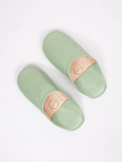 Moroccan Babouche Basic Slippers, Sage