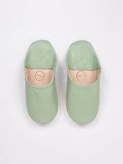 Moroccan Babouche Basic Slippers, Sage