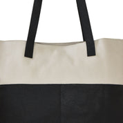 Ivory And Black Two Tone Leather Tote
