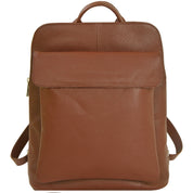 Camel Soft Leather Flap Pocket Backpack