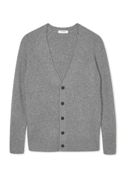 100% Cashmere ribbed cardigan (Grey)