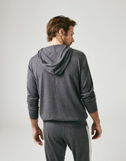 Cut & Pin Cashmere & Cotton Knitted Hoody - Charcoal Grey