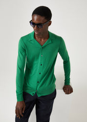 Silk & Cashmere blend collared Cardigan - Lush Green