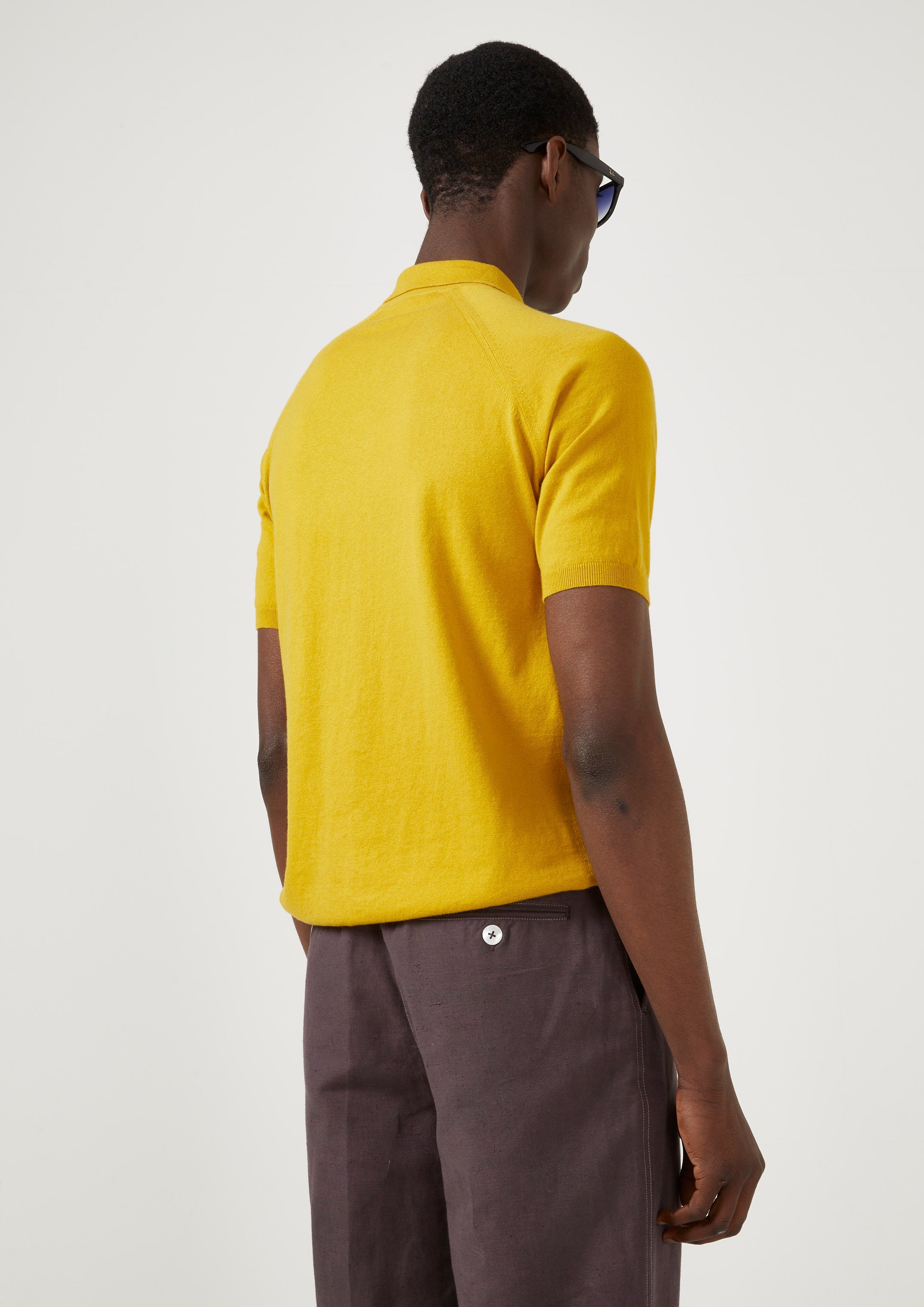 Knitted Polo Short Sleeve Tee - Gold