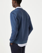 100% Natural Cotton Popper shoulder sweatshirt - Deep Blue