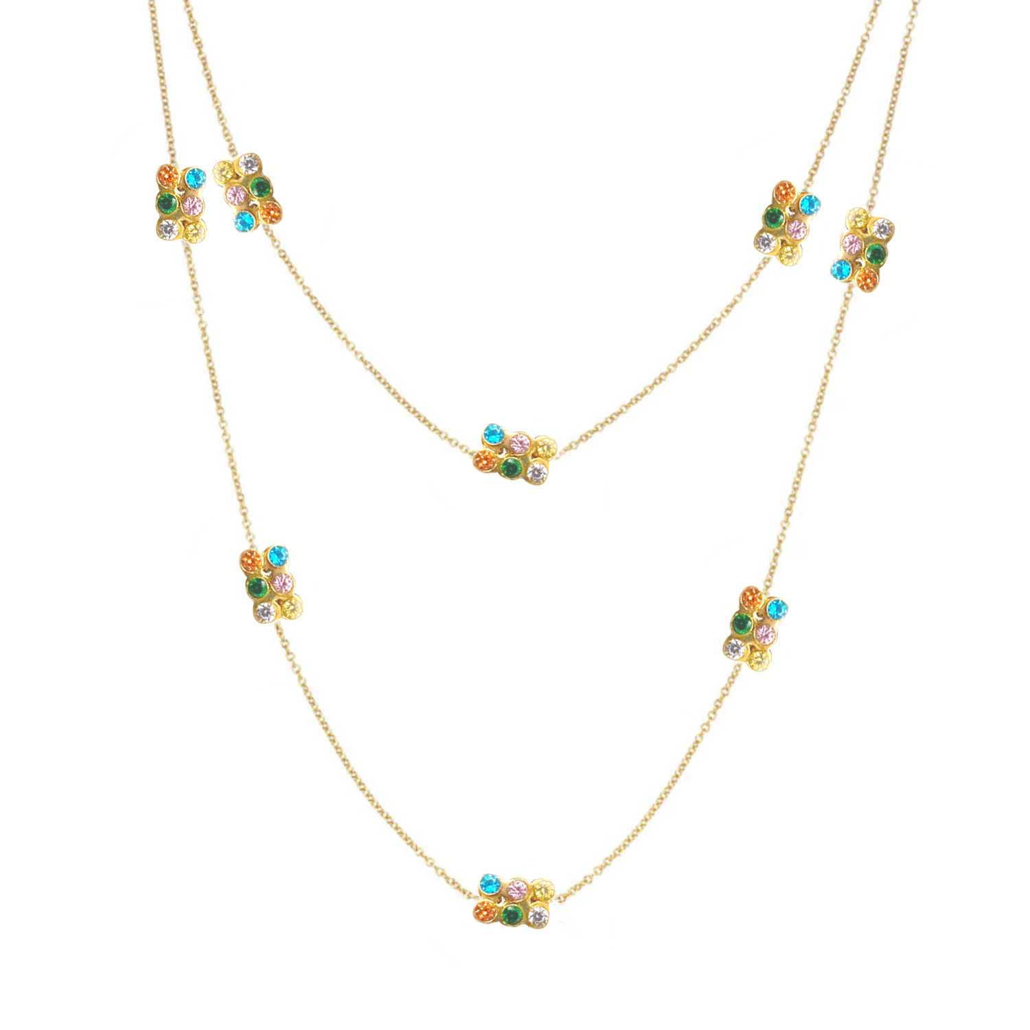 Disco Dots Rectangle Double Station Necklace