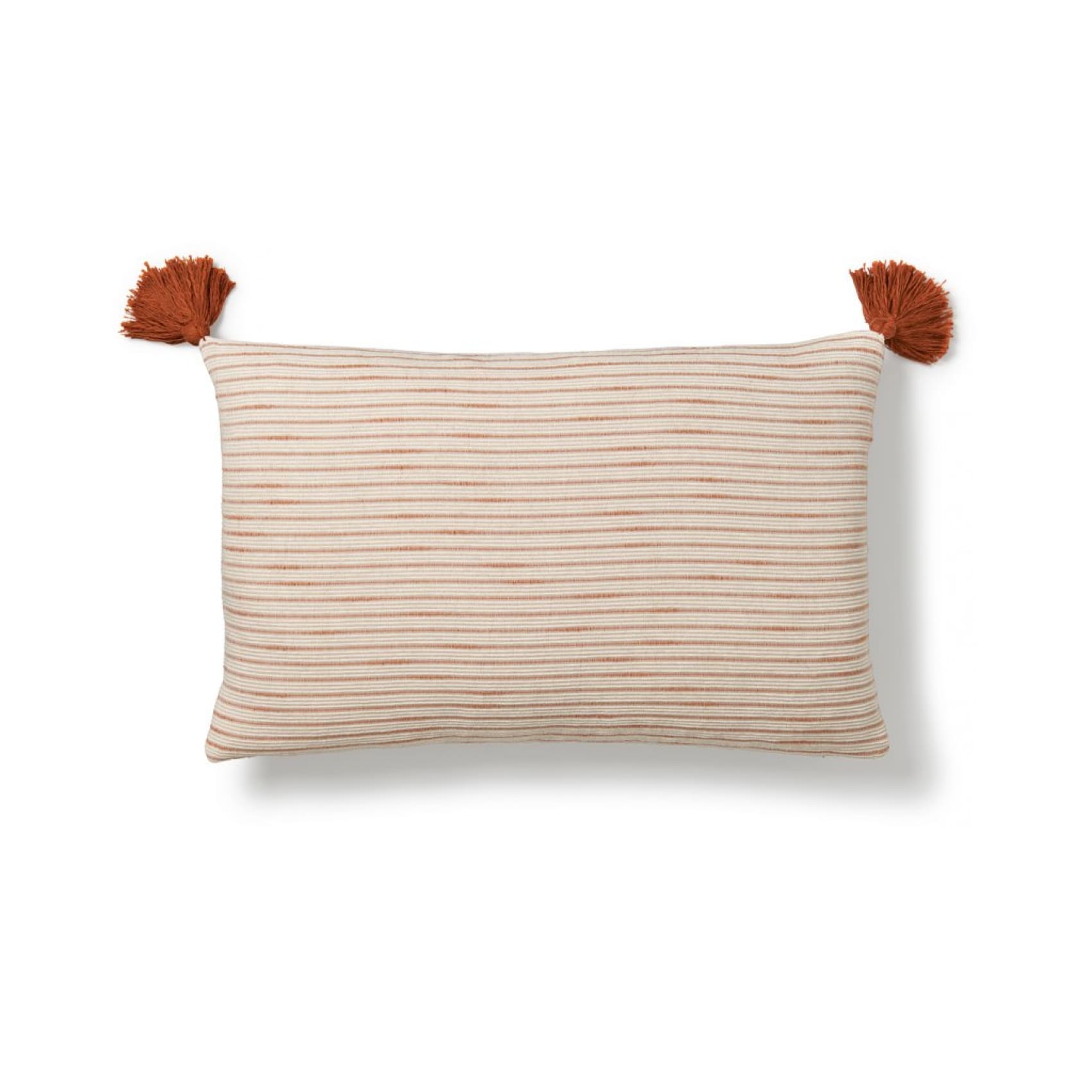 Elif Striped Organic Cotton Cushion - Tan